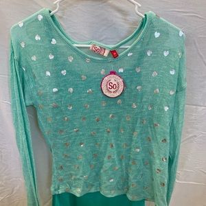 Teal heart sweater with tank top